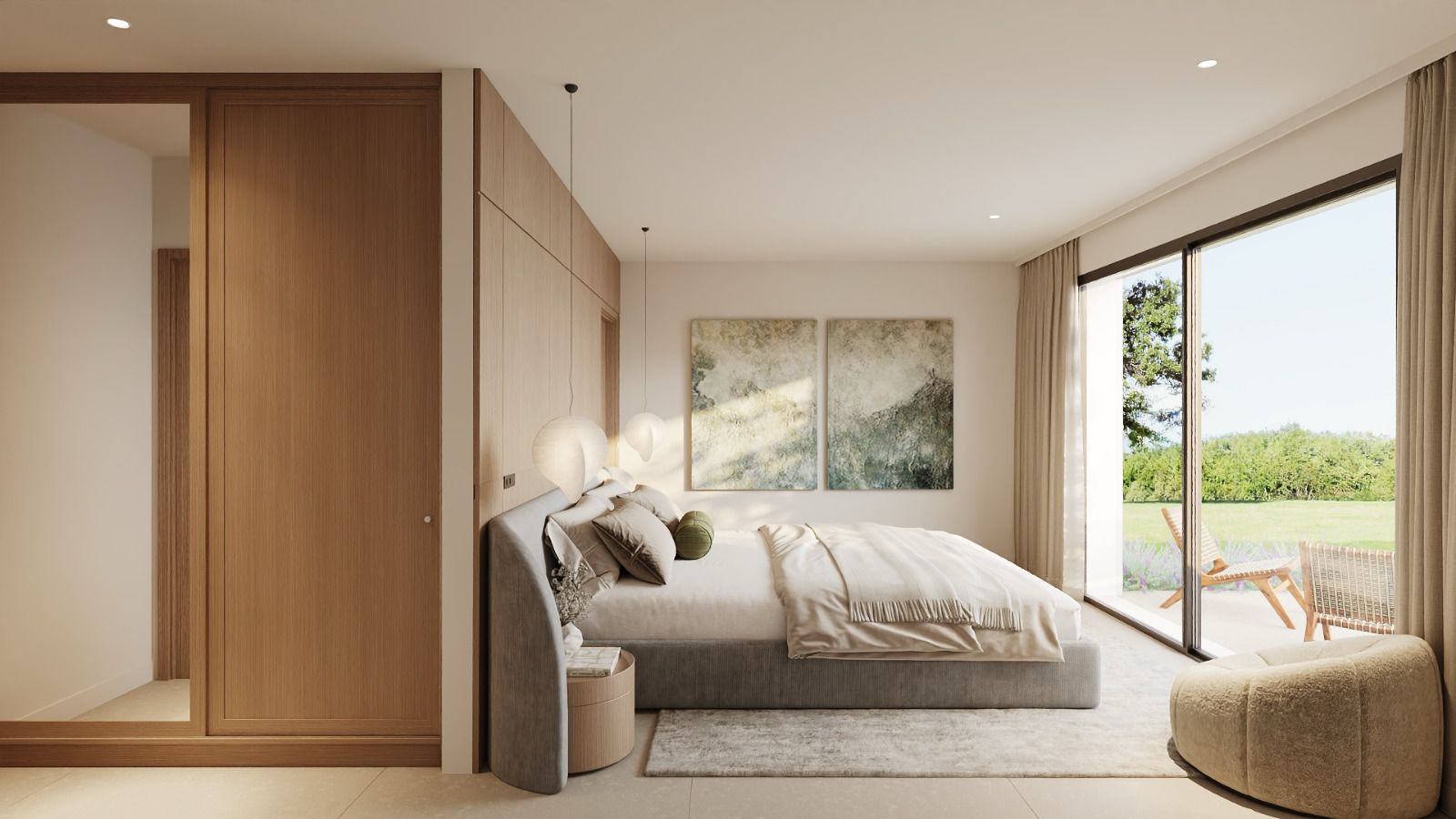 Dormitorio con salida al jardín